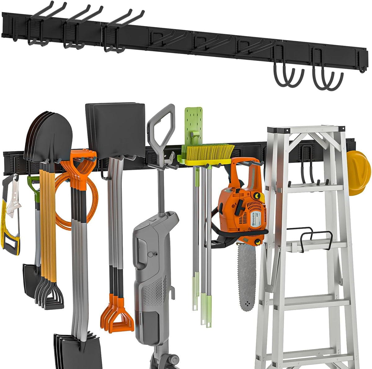 Garage Tool Organizer Wall Mount,Garden Tools Rack Holder,64 Inch Storage Hanger with Removable Heavy Duty Hooks
