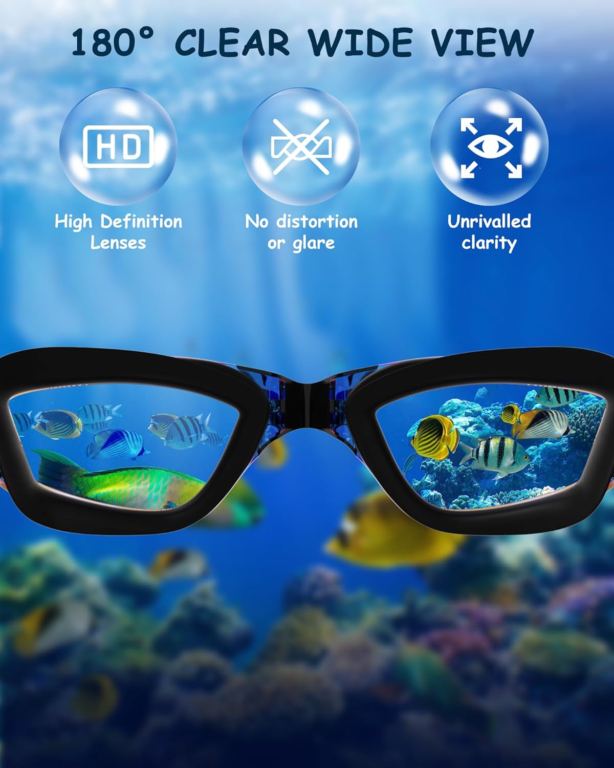 Kids Swim Goggles, Swimming Goggles for Kids Toddlers 3-14 with Swim Cap, Nose Clip, Nose Bridge, Ear Plugs