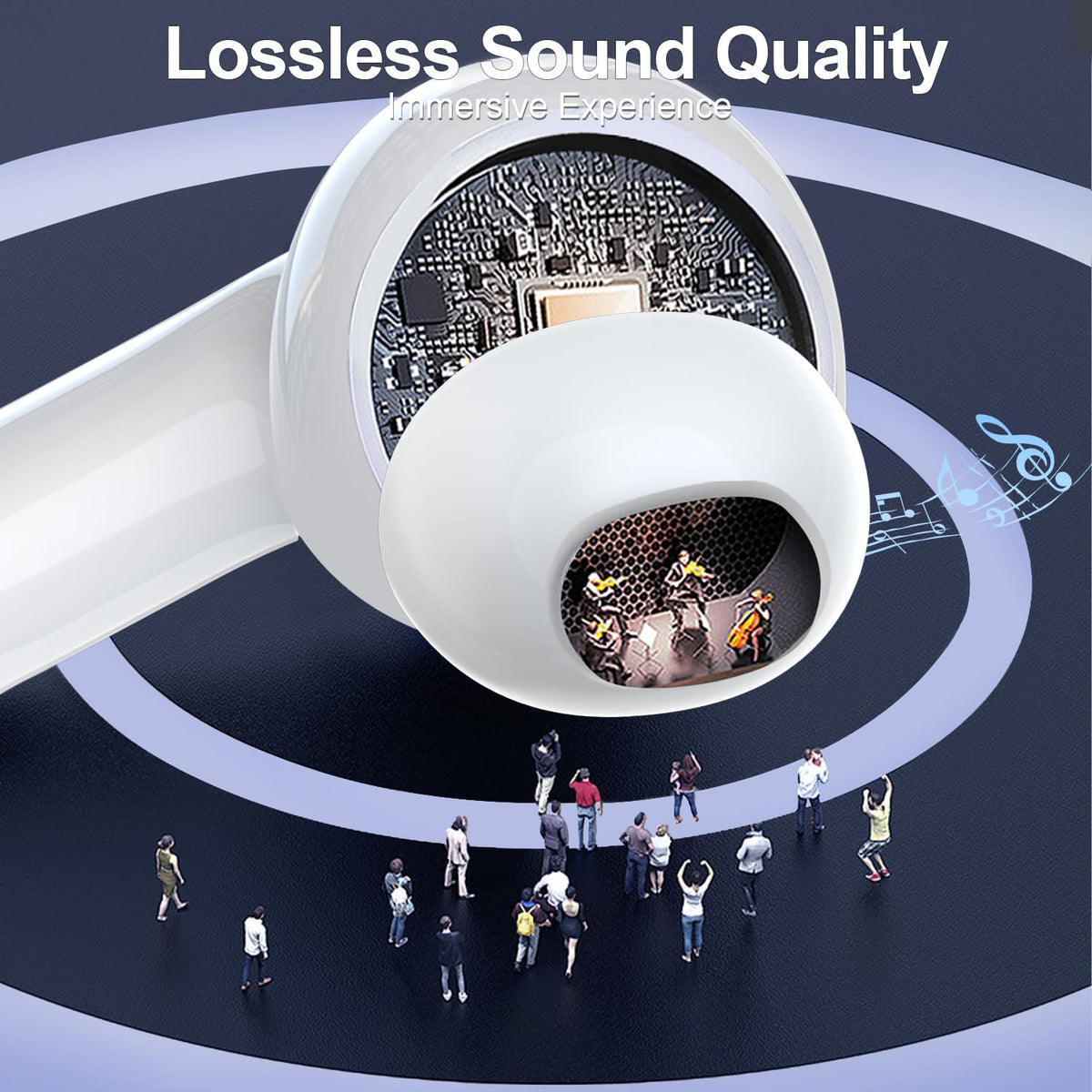 ZIUTY Wireless Earbuds Bluetooth Headphones, 50H Playtime Ear Buds with Mic, LED Digital Display Charging Case, IPX7 Waterproof, Deep Bass Stereo, in-Ear Earphone for iPhone Andriod Phone