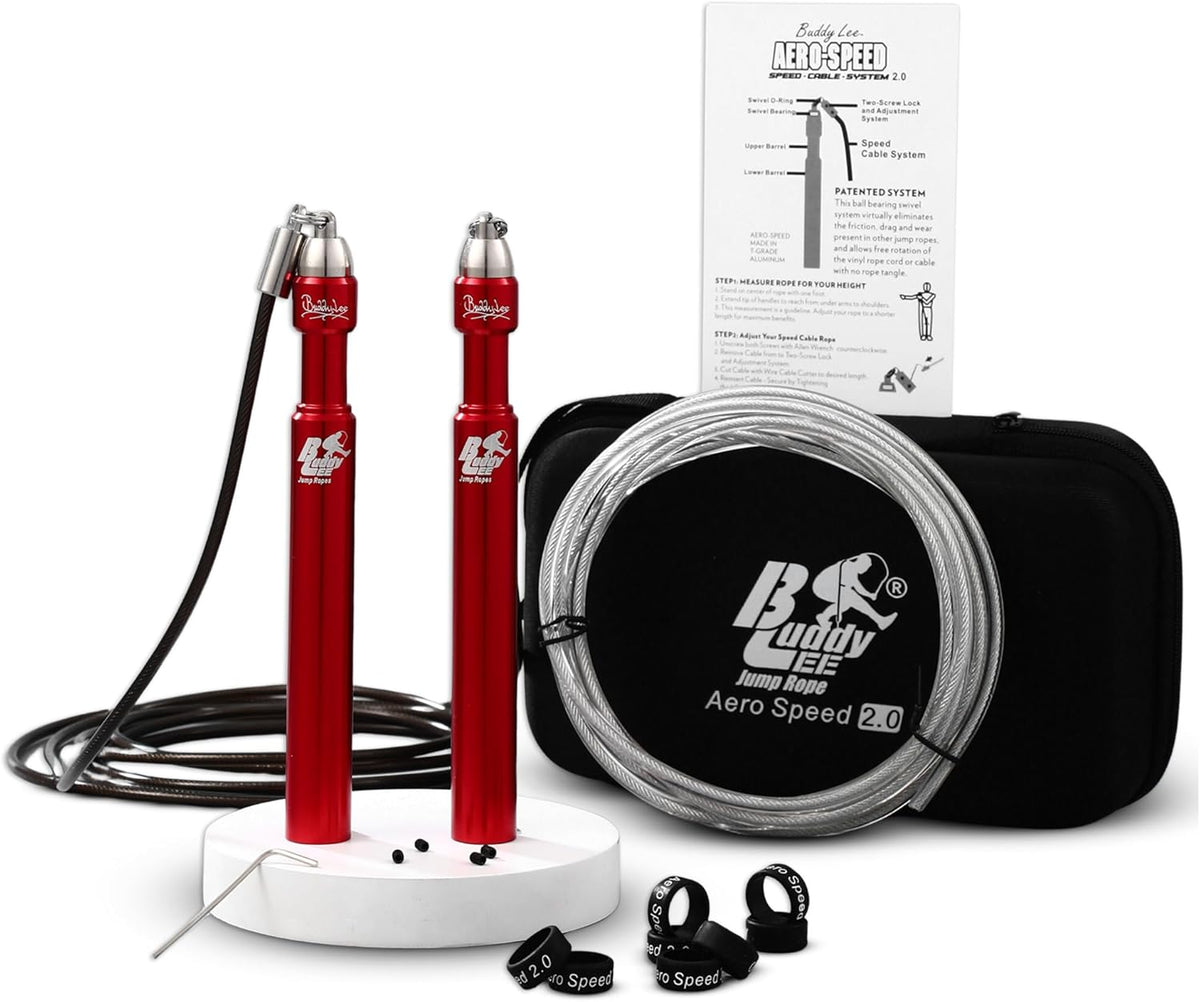 Buddy Lee Aero Speed Jump Rope 2.0 Upgraded Version with Sonic Rocket Speed Swivel Bearing | Tangle-Free & Adjustable Jump Rope for Men & Women - For Fitness, Double-Unders, and Cross-Training