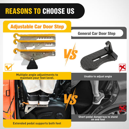 Nilight Car Door Step Universal Aluminum Latch Step for Car Roof Access Portable Folding Car Door Latch Hook Step Multi-Adjustable Both Feet Stand Pedal Max Load 500 Lbs for Truck Suv Vehicles, Orange