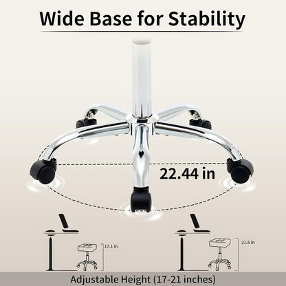 Ergonomic Rolling Shop Stool (Adjustable Height 17-21 inch) Salon Stool for Hair Stylist (Black)