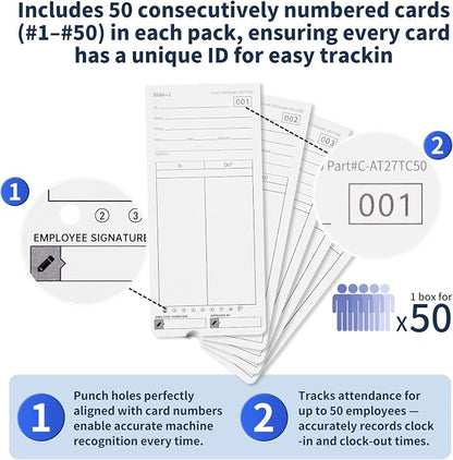 300 AT-2700 Time Cards Compatible with Allied Time USA AT-2700 Time Clock
