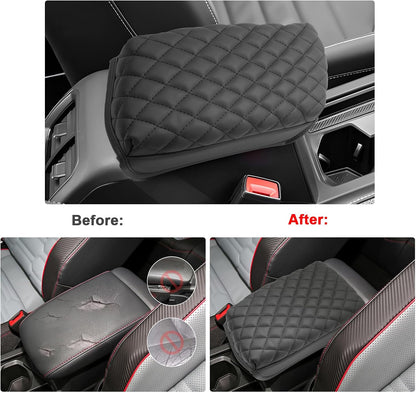 SXCY for 2024 VW Tiguan Armrest Cover Pad for Volkswagen Tiguan 2024 Accessories 2018-2022 2023 2024 Tiguan Center Console Cover 2024 Tiguan/Taos Middle Console Cover (Thicken Pad Checkered Pattern)