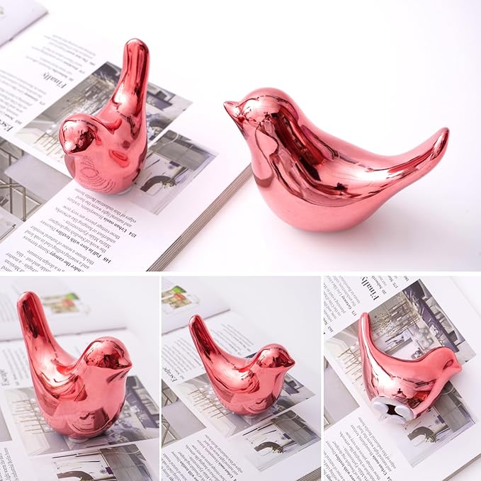 Notakia Small Birds Statues Pink Home Decor Modern Style Decorative Ornaments for Living Room, Bedroom, Office Desktop, Cabinets (2Pcs Pink Birds)