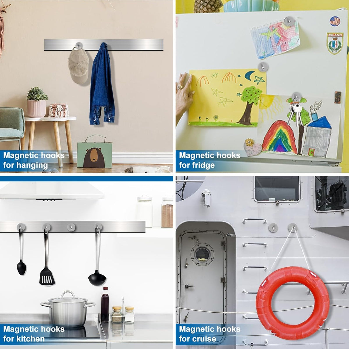 LOVIMAG Magnetic Hooks for Cruise Cabins, 110lbs Magnetic Hooks for Classroom, Strong Magnets with Hooks for Hanging, Neodymium Magnet Hooks for Fridge, Ceiling, Locker, Camper, Travel-25 Pcs