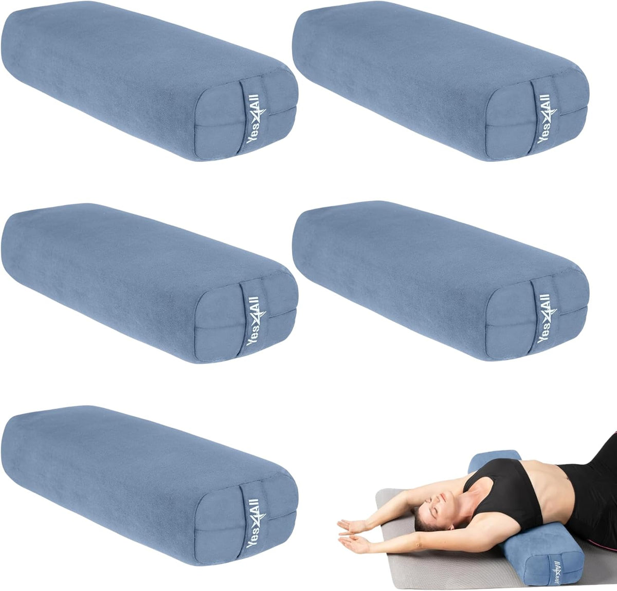 Yes4All Triple-Layer Sponge Yoga Bolster Pillow for Restorative Yoga & Meditation - Versatile Yoga Support Pillow, Balance & Poses Modification