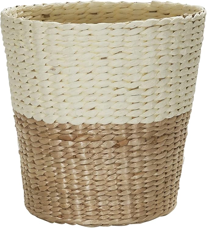 Household Essentials 2-Tone Woven Waste Basket, HandWoven Paper Rope Basket, Sturdy and Flexible, Great for the Bathroom, Office or Bedroom