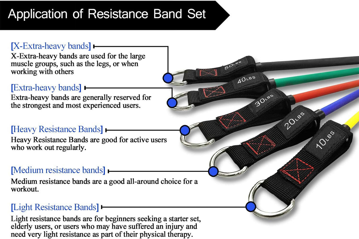 TheFitLife Resistance Bands with Handles - Designed for American Body Types, Exercise Workout Tubes for Men, Women, Includes Large Handles, Ankle Straps, Door Anchor, Fitness Levels