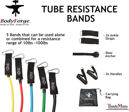 BodyForge Resistance Bands, Exercise Bands，Resistance Bands for Working Out, Work Out Bands with Handles for Men and Women Fitness, Strength Training Home Gym Equipment