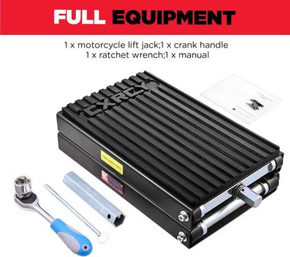 CXRCY 1200 LBS Motorcycle Lift Scissor Jack Black Upgraded Dirt Bike ATV Motorcycle Hoist Stand with Ratchet Wrench,Crank Handle,Thickened Rubber Pad,Wide Deck