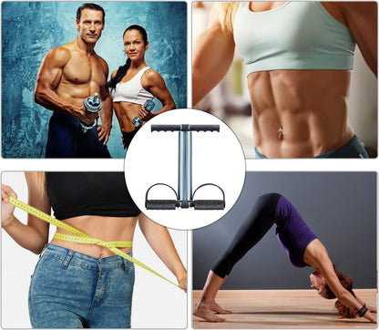 Elastic Sit Up Equipment, Pull Rope Dual Spring Tension Foot Pedal Sit Up Equipment for Abdominal, Leg Exerciser Tummy Trimmer Sport Fitness Slimming Training Bodybuilding at Home Gym