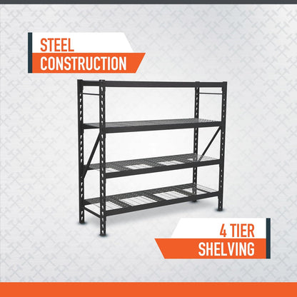 Ironton 4-Tier Industrial Steel Shelving Unit, 8,000-Pound Load Capacity, Garage Storage Rack, 77" W x 24" D x 72" H
