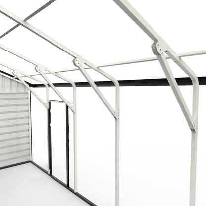 23 x 22 Metal Shed, Metal Garage Building with Side Entry Door, Prefab Double Garage Shed, Large Sheds & Outdoor Storage, Car Shed for Truck, Tool, Lawnmower, Cream