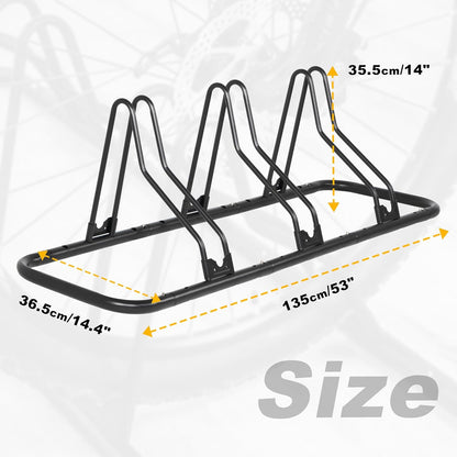 CyclingDeal Bike Rack Floor Parking Bike Stand for up to 6 Bicycles | Indoor, Home & Garage Storage Rack | Stable & Secure Bicycle Stand w/Tire Grooves Up to 29", Holding Plates & Custom Spacing