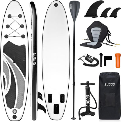 Inflatable Stand Up Paddle Board 10‘x30‘‘- Ultra-Light SUP with Backpack, Pump, Paddle, Coil Leash, 3 Fins, Repair Kit, Stable Design, Non-Slip EVA Deck for Adults & Youth
