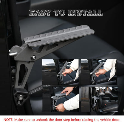 COWVIE Foldable Car Door Step Stand Pedal - Access to Vehicle's Top Roof Both Feet Stand Pedal Ladder for Most SUV Truck Jeep Black
