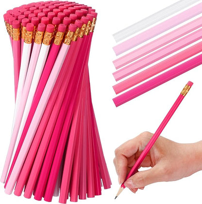 TecUnite 120 Pcs #2 HB Pencils with Eraser,Pink Series