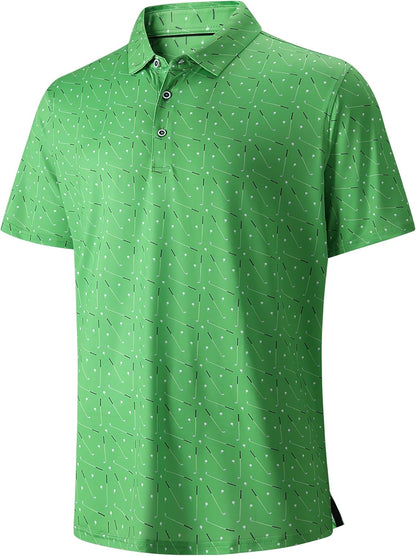 SAMERM Golf Shirts for Men Super Stretch Jacquard Dry Fit Golf Polo Moisture Wicking Short Sleeve Polo Shirts for Men