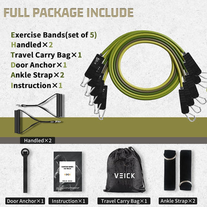 VEICK Resistance Bands, Exercise Bands, Workout Bands, Resistance Bands for Working Out with Handles for Men and Women, Exercising Bands for Fitness Weights Work Out at Home
