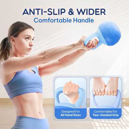Yes4All Soft Kettlebell, PVC Kettlebells Exercise Weights & Color-Coded Strength Training Kettlebells with 4 Options (5,10,15,20lb), Gentle Hand Weights for Women at Home