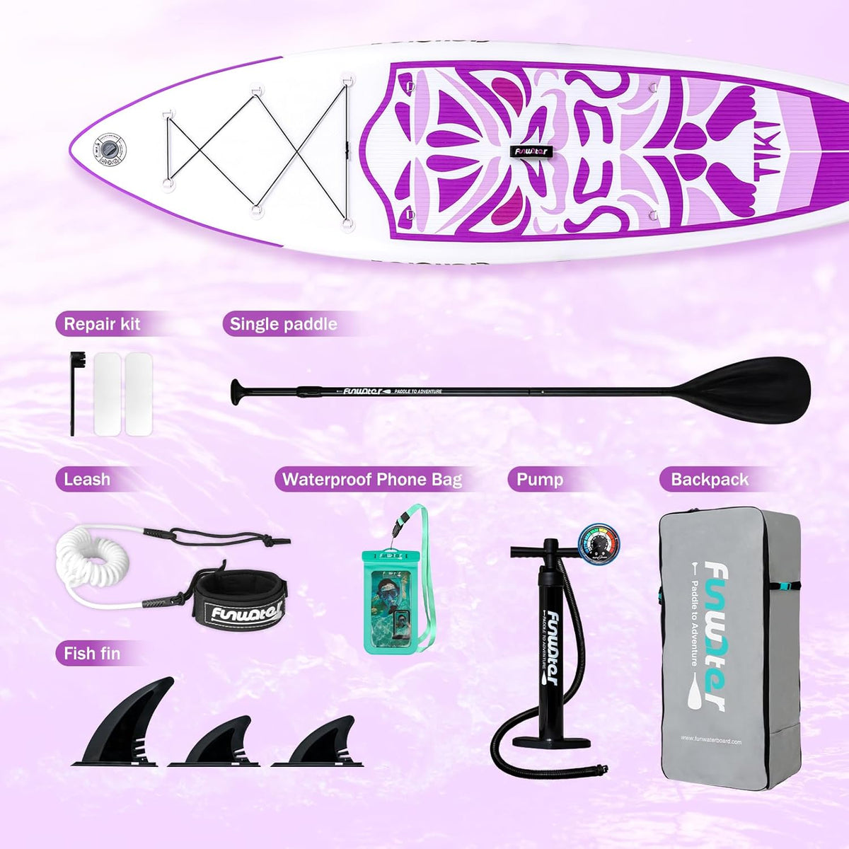 FunWater Inflatable Ultra-Light Stand Up Paddle Board for All Skill Levels with Premium SUP Paddleboard Accessories,Non-Slip Comfort Deck for Youth & Adults