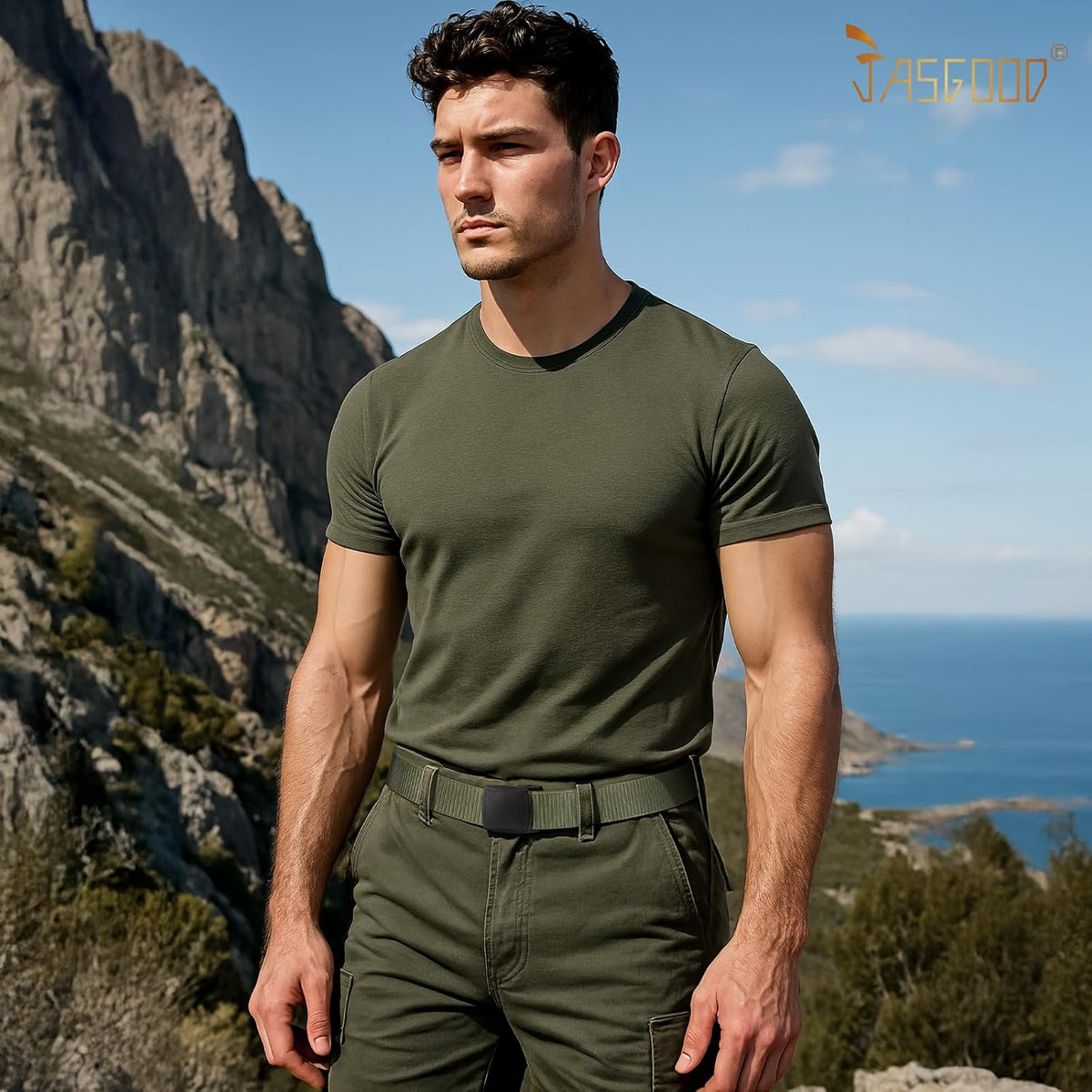 JASGOOD Nylon Canvas Breathable Military Tactical Men Waist Belt With Plastic Buckle
