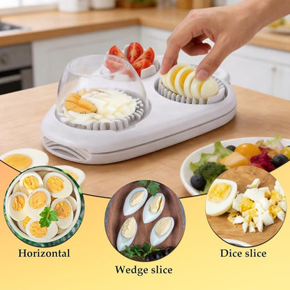 3 in 1 Egg Slicer for Hard Boiled Eggs,3 Cutting Modes,with 2 Egg Shell Opener,Stainless Steel Kitchen Dicer for Strawberry, Grape, Mushroom