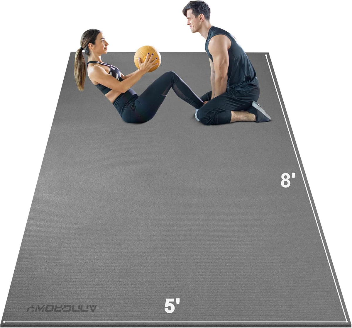 Large Exercise Mat 8'x5'|12'x6' Workout Mat for Home Gym Mats Exercise Heavy Duty Gym Flooring Fitness Mat Large Yoga Mat Cardio Mat for Weightlifting, Jump Rope, MMA, Shoe-Friendly