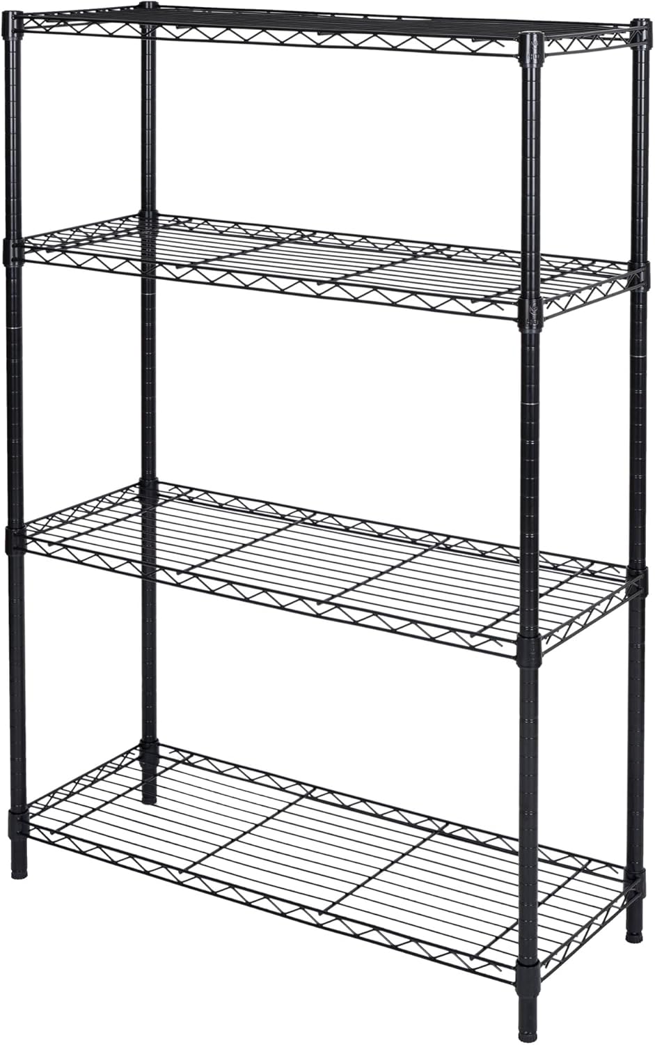Homeiju 4 Tier Shelving Unit,Heavy-Duty Height Adjustable Storage Rack 1300 LBS Capacity with Adjustable Feet ,Metal Storage Shelves Wire Shelf for Kitchen Garage Laundry ,13.77"D x 35.43"W x 54.33"H