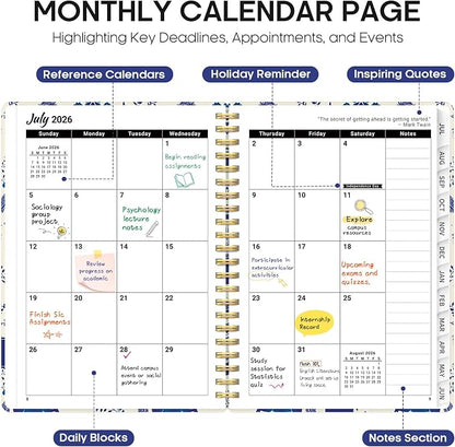 Academic Planner 2026-2027, Jul 2026-Jun 2027 Monthly & Weekly Planner