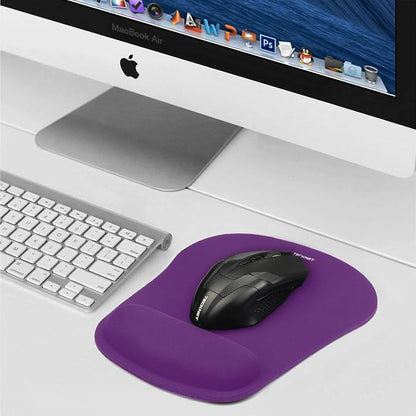 TECKNET 2 Pack Gaming Ergonomic Mouse Pad with Wrist Support Purple | Soft Memory Foam, Fast Rebound, Pain Relief，Waterproof Surface, Non-slip Base