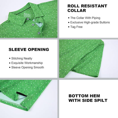 SAMERM Golf Shirts for Men Super Stretch Jacquard Dry Fit Golf Polo Moisture Wicking Short Sleeve Polo Shirts for Men