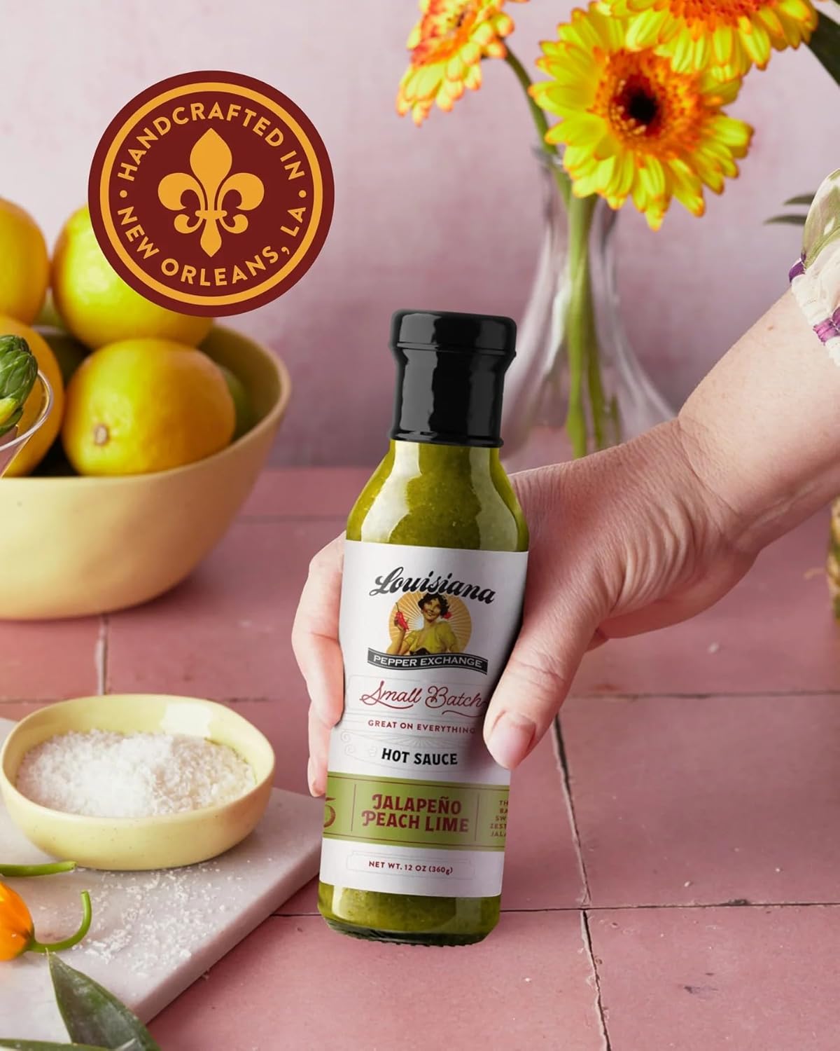 Louisiana Pepper Exchange Peach Jalapeno Lime Hot Sauce, Gluten-Free, 12 Fl Oz, 2-Pack