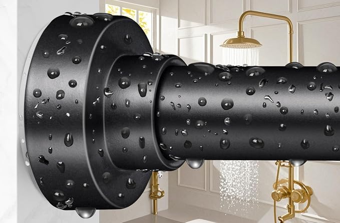 YNL Shower Curtain Rod 34-82 (2.8-6.8ft) Inches, Adjustable Spring Shower Rod No Drilling, Non-Slip, Never Rust, Stainless Steel, Suitable for Bathroom Window Living Room, Matte Black