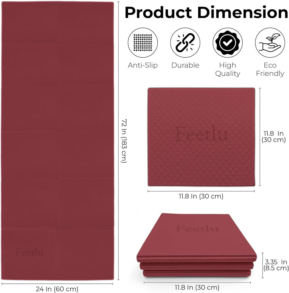 Foldable Yoga Mat, 6mm Thick, Lightweight, Anti-Slip, and Easy to Store – Perfect for Travel, Yoga, Pilates, Home Workouts, and Floor Exercises