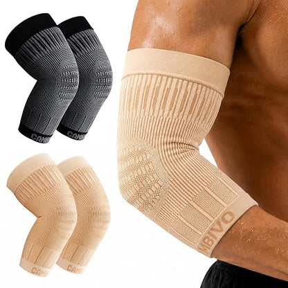 CAMBIVO 2 Pack Tennis Elbow Compression Sleeve, Lightweight Summer Brace | Anti-Slip, Breathable, Quick-Dry Tennis Elbow Brace for Gym, Golf, Basketball, Office and Daily Wear, for Men & Women
