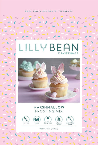 LillyBean Gluten Free Marshmallow Buttercream Frosting Mix with No Artificial Colors - Dairy and Soy Free, Vegan Icing for Decorating Cakes, Cupcakes, Cookies - 12 oz