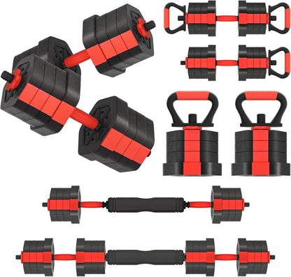 VIVITORY Dumbbell Sets Adjustable Weights, Free Weights with Connector, Non-Rolling Adjustable Dumbbell Set, Barbell for Home Gym, Hexagon, Cement Mixture