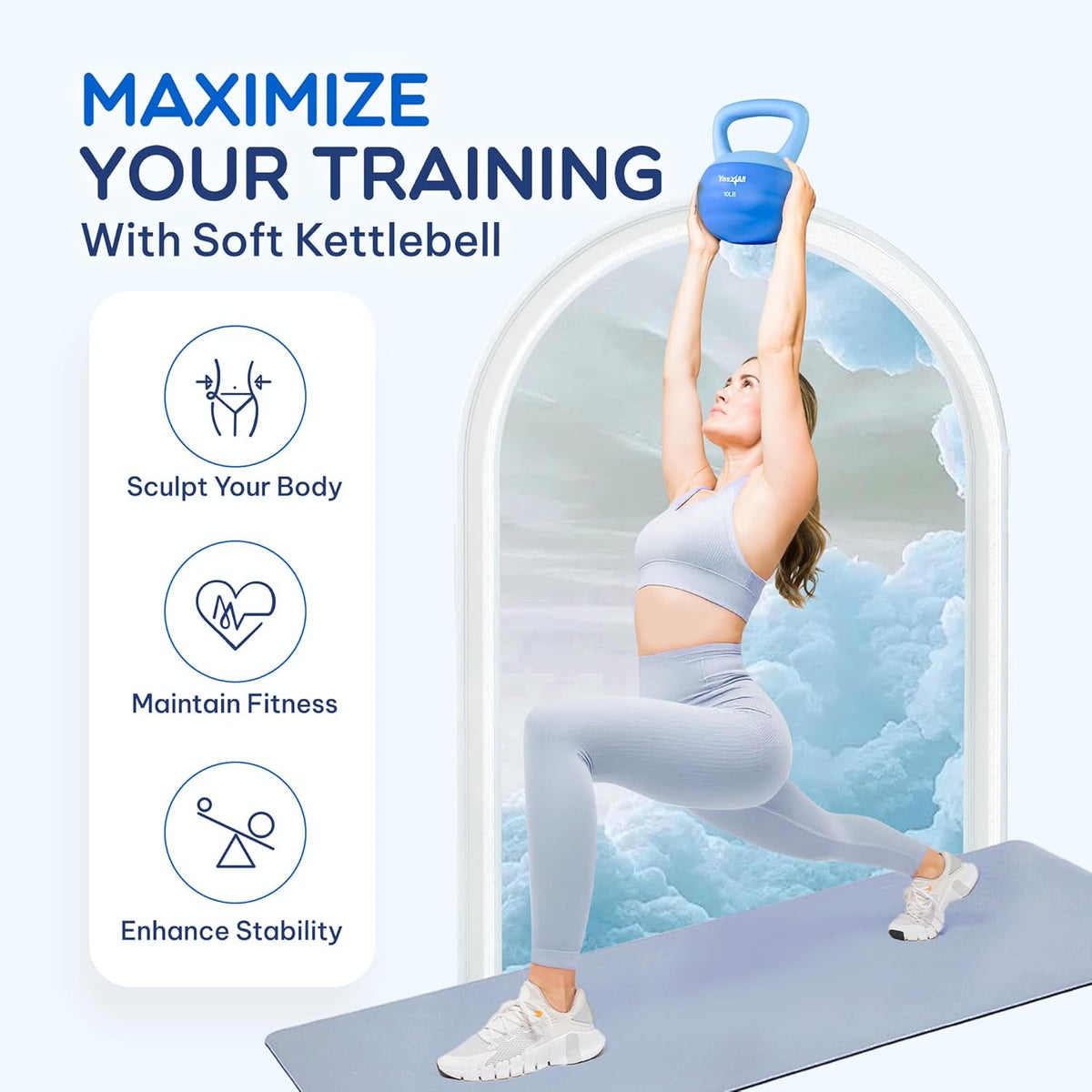 Yes4All Soft Kettlebell, PVC Kettlebells Exercise Weights & Color-Coded Strength Training Kettlebells with 4 Options (5,10,15,20lb), Gentle Hand Weights for Women at Home