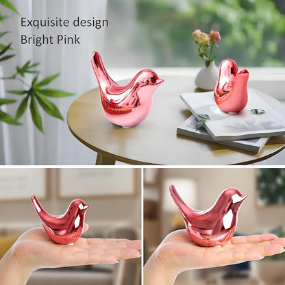 Notakia Small Birds Statues Pink Home Decor Modern Style Decorative Ornaments for Living Room, Bedroom, Office Desktop, Cabinets (2Pcs Pink Birds)