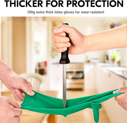Vgo... 5-Pairs Reusable Household Gloves, Rubber Dishwashing gloves, Extra Thickness, Long Sleeves, Kitchen Cleaning, Working, Painting, Gardening, Pet Care (Size M, Green, HH4601)