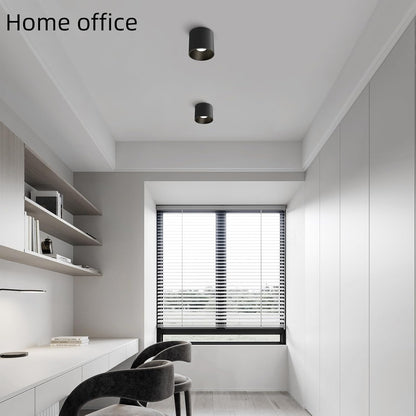 Modern Ceiling Light Fixture, Dimmable Flush Mount 4.72'' Black Cylinder Ceiling Light for Living Room, Hallway, Foyer, Dining Room - 3000K, 15W, CRI 90, 2 Pack