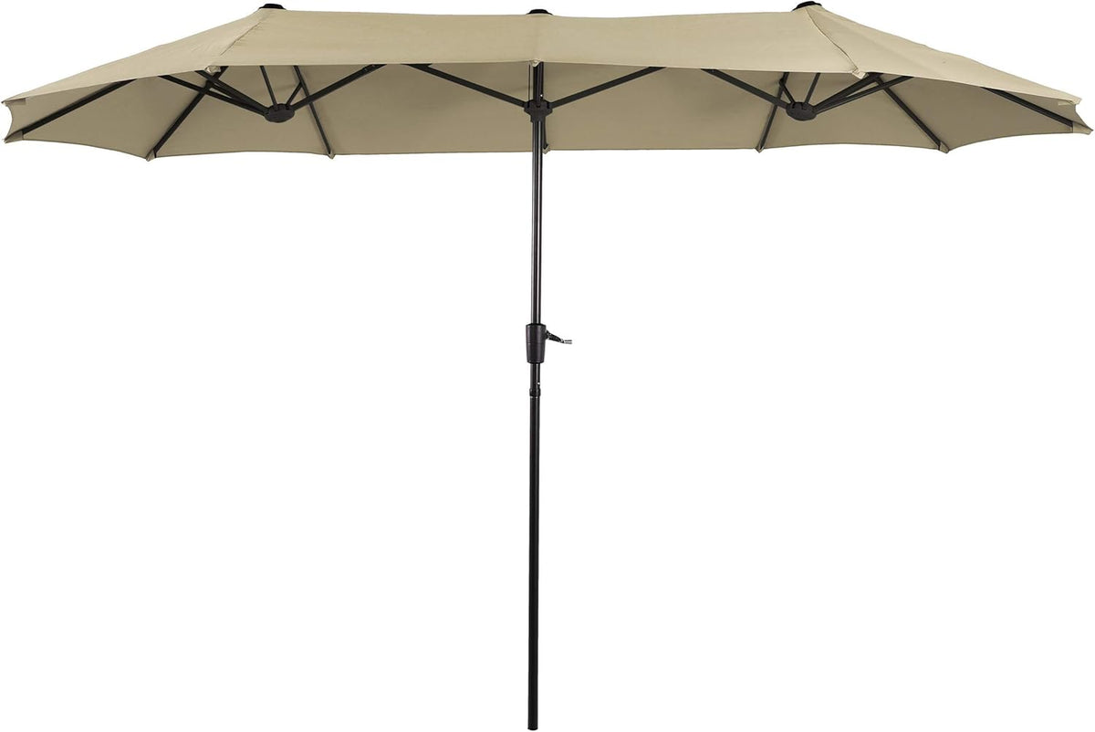 PHI VILLA 13ft Double-Sided Twin Outdoor Patio Umbrella Market Umbrella, Beige