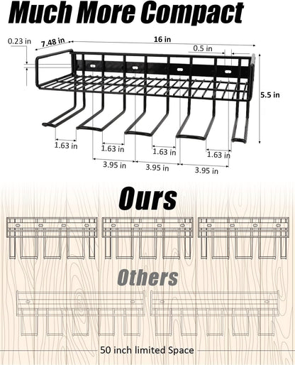 Heavy Duty Tool Organizer, 16" W x 7.48" H x 5.51" D, 4 Wall Mount Anchors, 3.95" Between Slots, Sturdy Steel Construction, Ideal for Power Tools (2 Pack)
