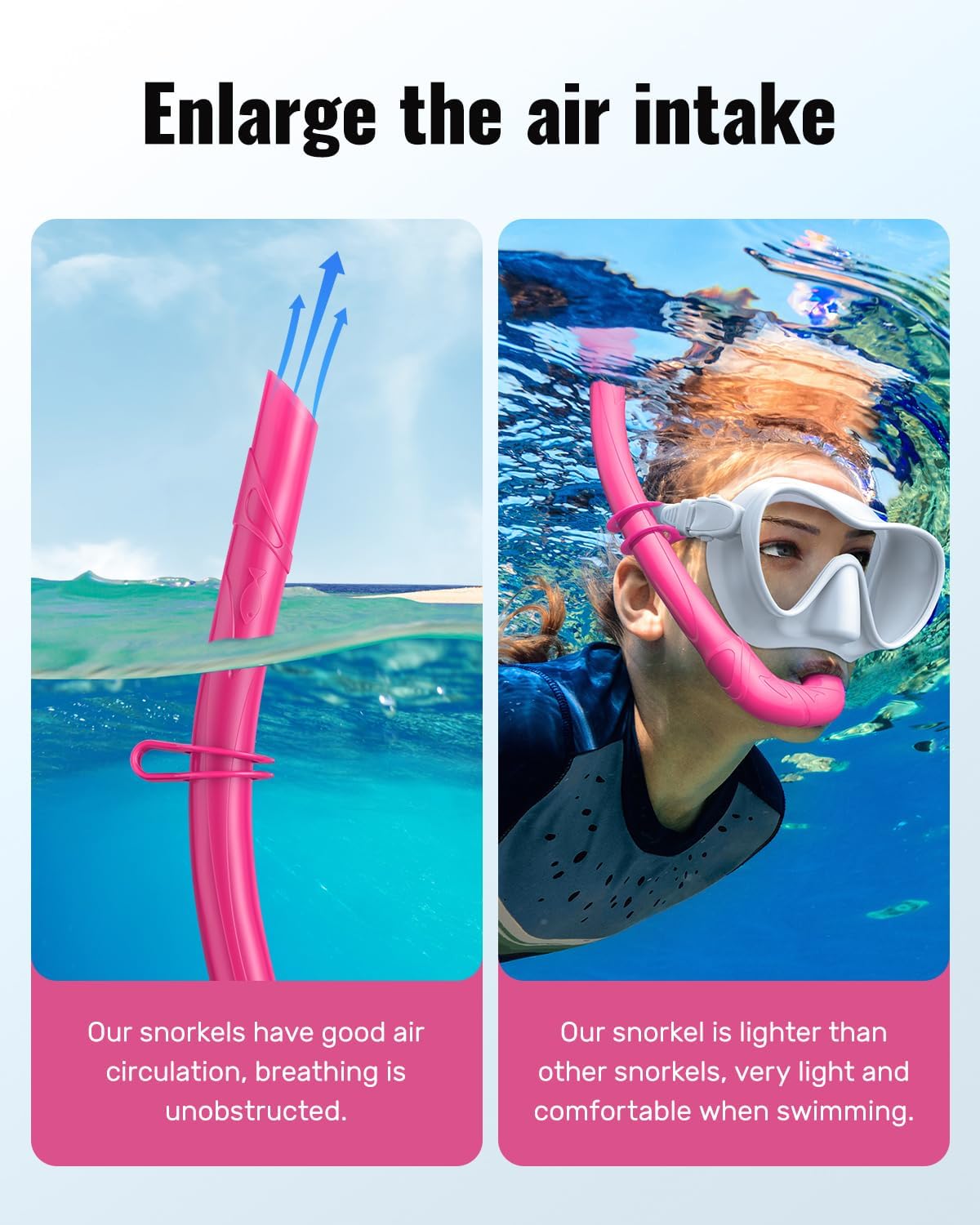W WSTOO Adults Diving Snorkel Breathing Tube Silicone Flexible Foldable Snorkel Anti-Drop for Freediving Swim Training,Diving and Scuba Diving,Easy to Carry for Travel