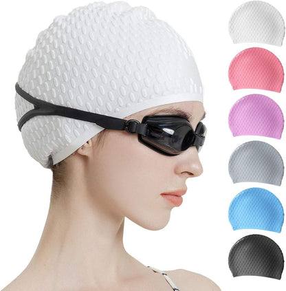 Tripsky Silicone Swim Cap,Comfortable Bathing Cap Ideal for Curly Short Medium Long Hair, Swimming Cap for Women and Men, Shower Caps Keep Hairstyle Unchanged…