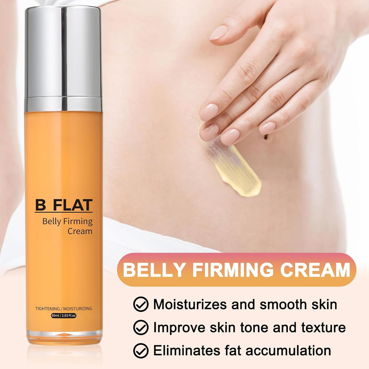 B Flat Belly Firming Cream - Body Cream Skin Tightening for Stomach Thighs & Butt, Firming and Moisturizing Body Tightening Cream