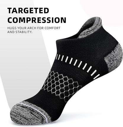 IRAMY Light Compression Socks for Women Arch Support Athletic Cushioned Anti-Blister Comfort Running Ankle Socks 3/5 Pairs