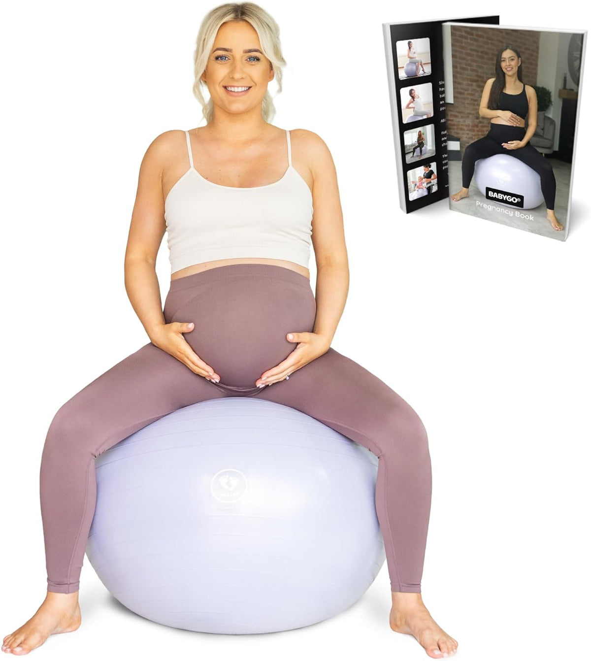 BABYGO® Birthing Ball for Pregnancy & Labor + Our Award Winning Book - Exercise, Birth & Recovery Plan, 5X Stronger Than a Yoga Ball with Eco Friendly Material